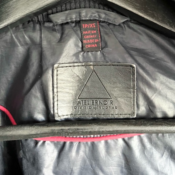 RUDSAK ATELIER NOIR SANDRA JACKET NAVY BLUE BLACK LEATHER REAL FUR HOOD XS - Picture 5 of 16